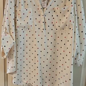 Torrid Polka Dot Blouse - Cream with Multicolor Dots